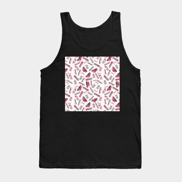 Pink blush lipsticks and lip balm pattern Tank Top by IngaDesign